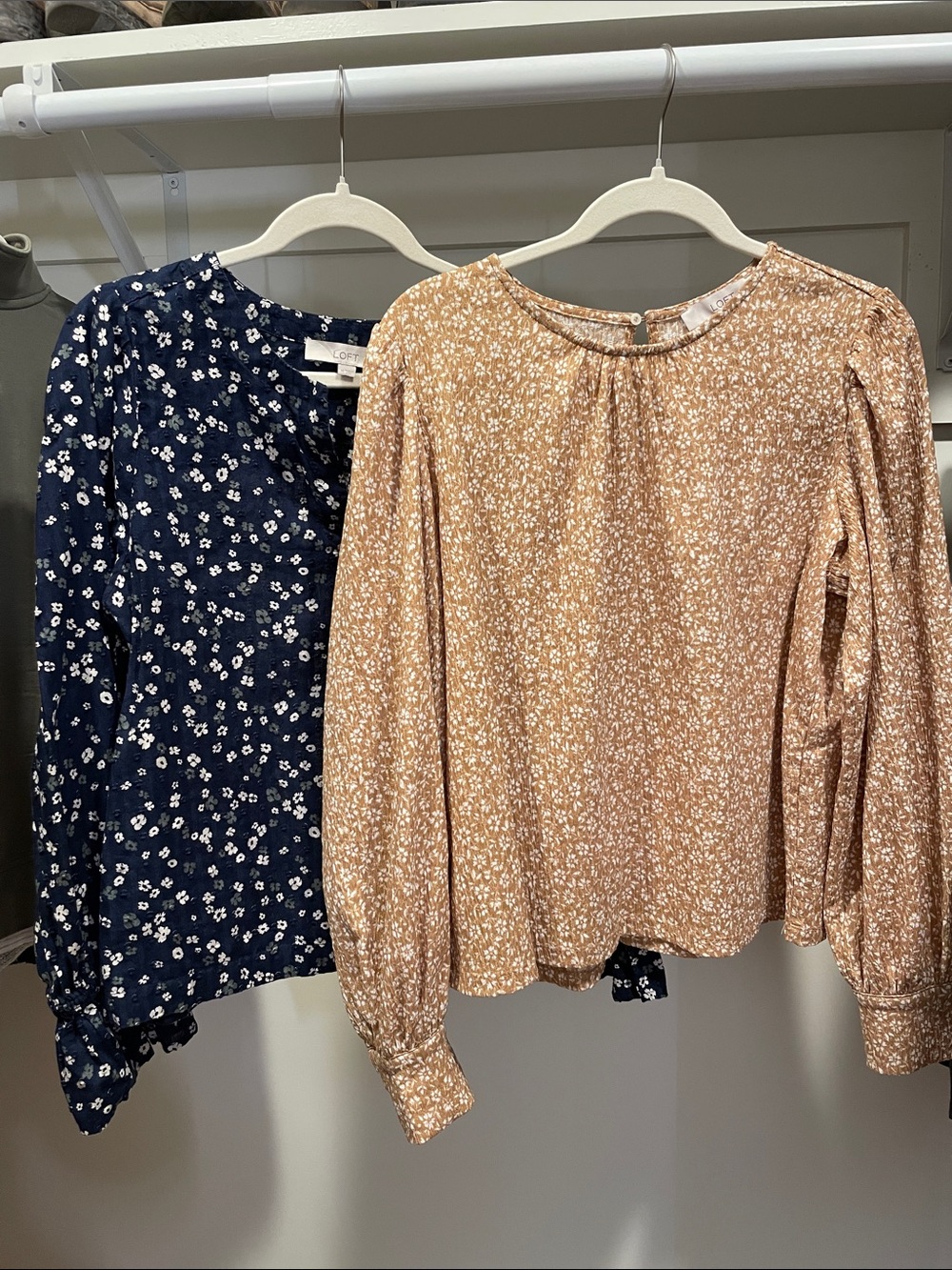 LOFT Bundle of Two Long-Sleeve Floral Blouses
